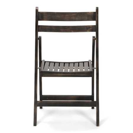 Atlas Commercial Products Wood Slatted Folding Chair, Antique Black WSFC4DK